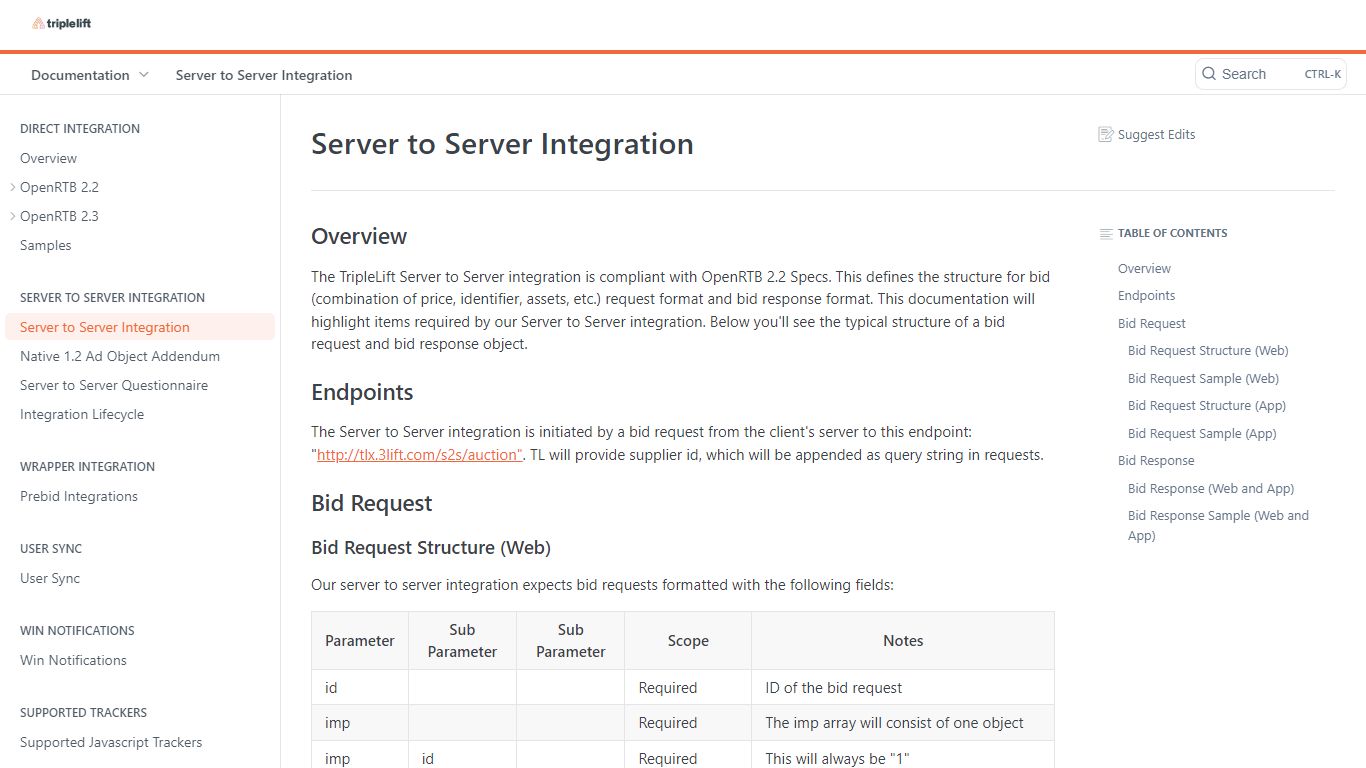 Server to Server Integration - TripleLift